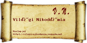 Világi Nikodémia névjegykártya